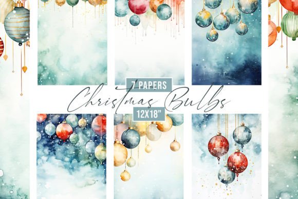 Charming Watercolor Christmas Bulbs Backgrounds for Festive Crafts