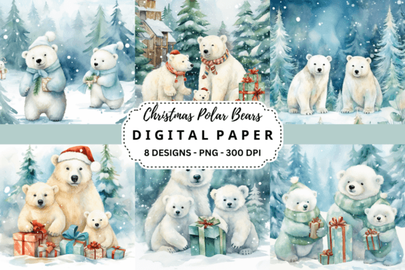 Christmas Polar Bears Backgrounds Papers: Festive Design Made Easy