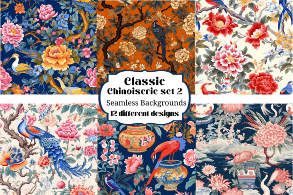 Elevate Projects with Classic Chinoiserie Set 2 Backgrounds