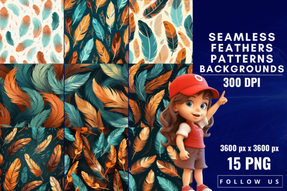 Feathers Seamless Patterns Backgrounds: Nature's Elegant Design Asset