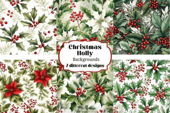 Holly Christmas Greenery Backgrounds: Festive Design Assets