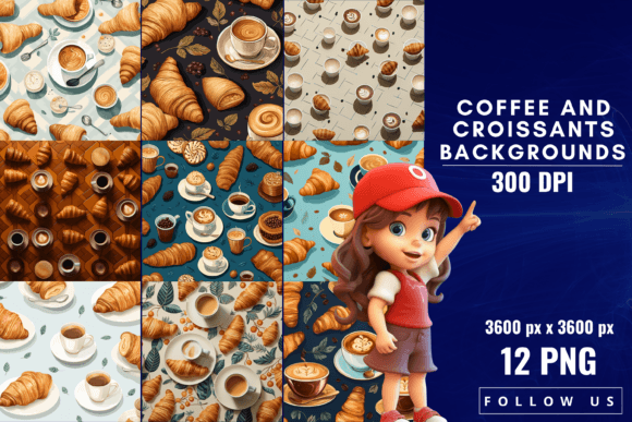 Infuse Your Projects with Parisian Charm: Coffee and Croissants Backgrounds