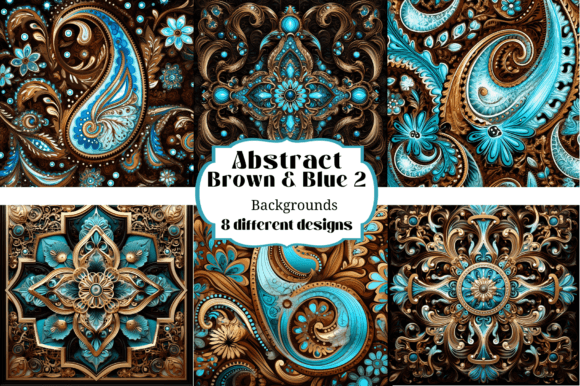 Rich Textures: Elevate Projects with Abstract Brown Blue Ornate Backgrounds