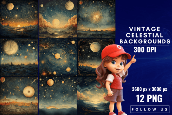 Vintage Celestial Backgrounds: Cosmic Charm for Modern Design