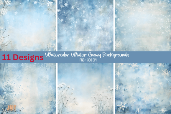 Watercolor Winter Snowy Backgrounds Png for Design